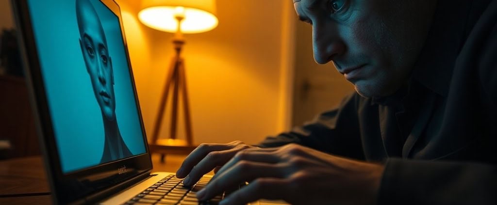 Private investigator analyzing digital evidence and social media intelligence for litigation support